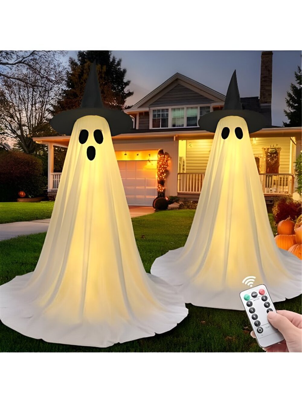 Halloween Ghost Decorations, 2 Pack 5FT Lighted Ghosts with Remote